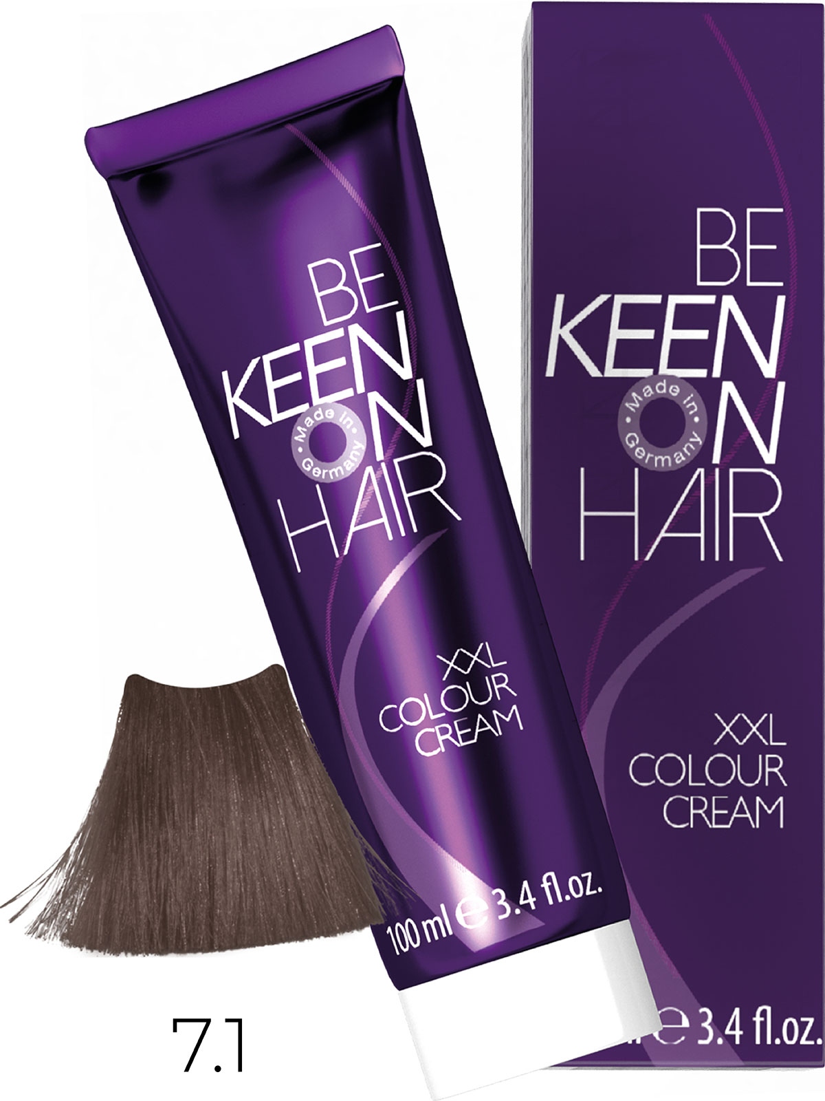 Оттеночные красители:  KEEN -  Крем-краска для волос KEEN COLOUR CREAM XXL 7.1 Натуральный пепельный блондин Mittelblond Asch