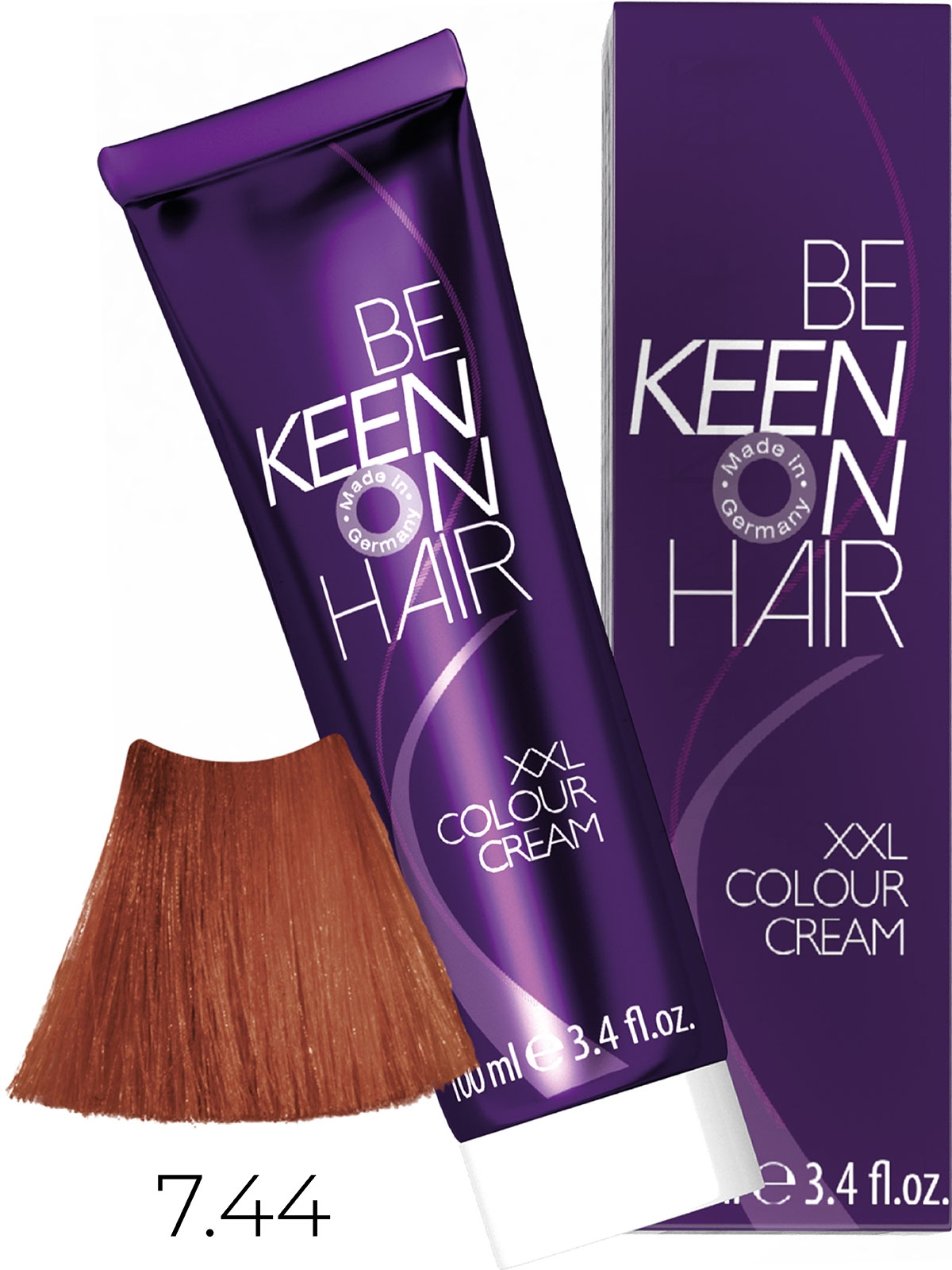 Оттеночные красители:  KEEN -  Крем-краска для волос KEEN COLOUR CREAM XXL 7.44 Натуральный интенсивно-медный блондин Mittelblond Kupfer-Intensiv #