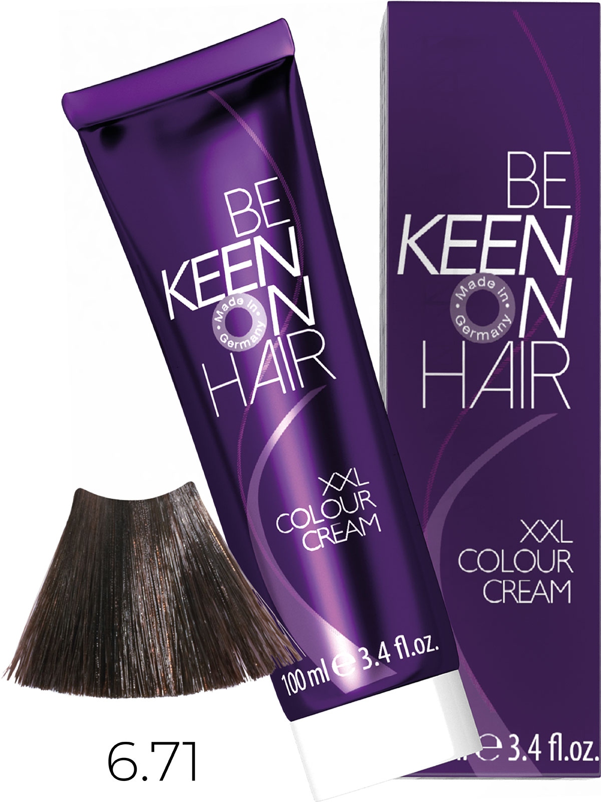 Оттеночные красители:  KEEN -  Крем-краска для волос KEEN COLOUR CREAM XXL 6.71 Табак abak