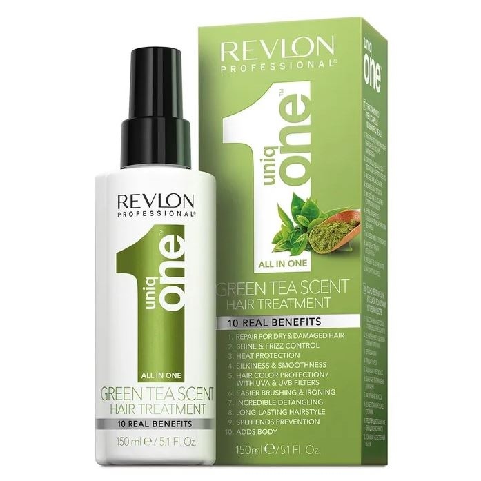 Спреи для волос:  REVLON Professional -  Спрей-маска для ухода за волосами с ароматом зеленого чая HAIR GREEN TEA TREATMENT (150 мл)