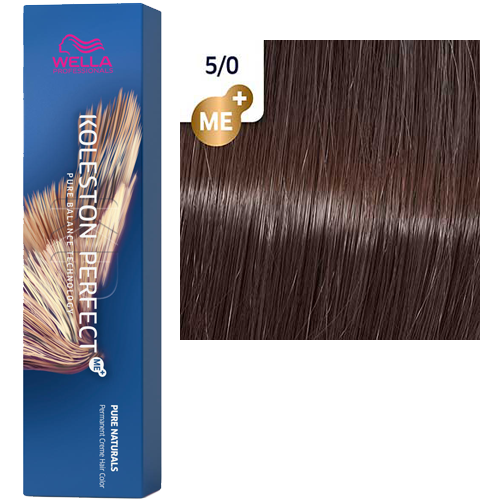 Профессиональные краски для волос:  Wella Professionals -  Краска для волос KOLESTON PERFECT ME+ 5/0 СВЕТЛО-КОРИЧНЕВЫЙ НАТУРАЛЬНЫЙ PURE NATURALS  (80 мл)